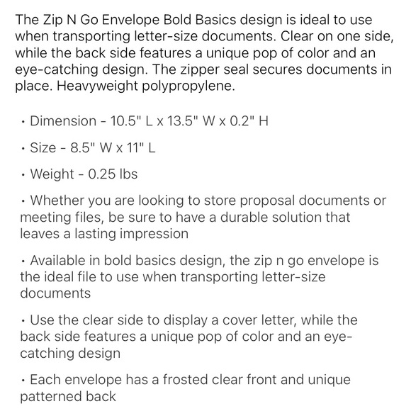 Zip N Go Large Reusable Envelopes Set of 3 NWT - Picture 8 of 8